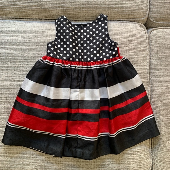 Bonnie Baby Polka Dot & Striped Dress - Black, White, and Red - 24m - Christmas - Picture 5 of 7